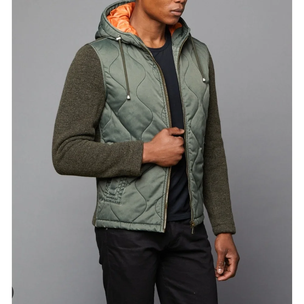 Slate & Stone Mason Wool Quilted‎ Jacket in Army Green sz S